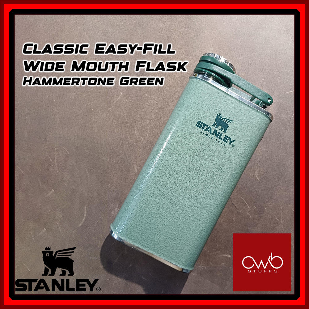 Classic Easy Fill Wide Mouth Flask 8oz Liquor Wine Flask - Hammertone Green