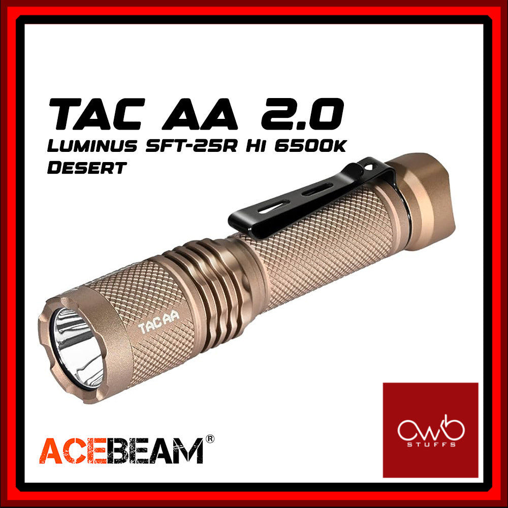 Aceabeam - TAC AA 2.0 - Desert - Luminus SFT-25R HI 6500K - EDC Flashlight