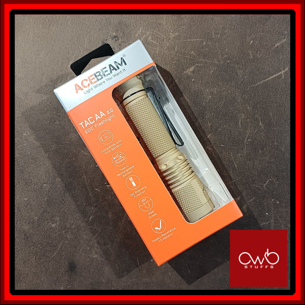 Aceabeam - TAC AA 2.0 - Desert - Luminus SFT-25R HI 6500K - EDC Flashlight