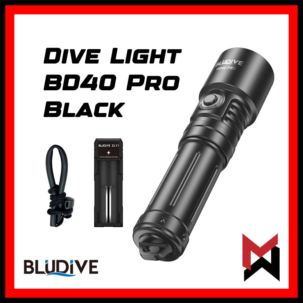 BluDive - BD40 PRO Diving Led Flashlight - Black - Diving Light