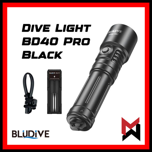 BluDive - BD40 PRO Diving Led Flashlight - Black - Diving Light