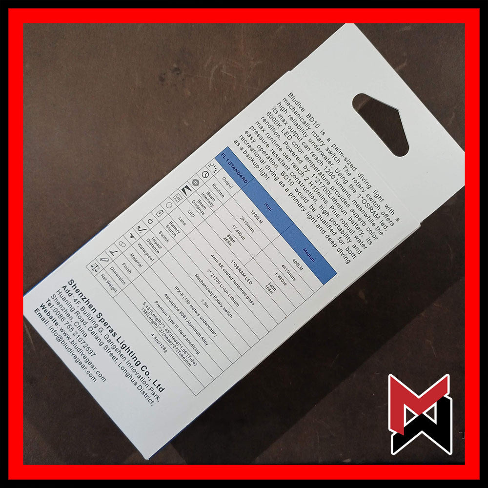 BluDive - BD10 Diving LED Flashlight - Black - Diving Light