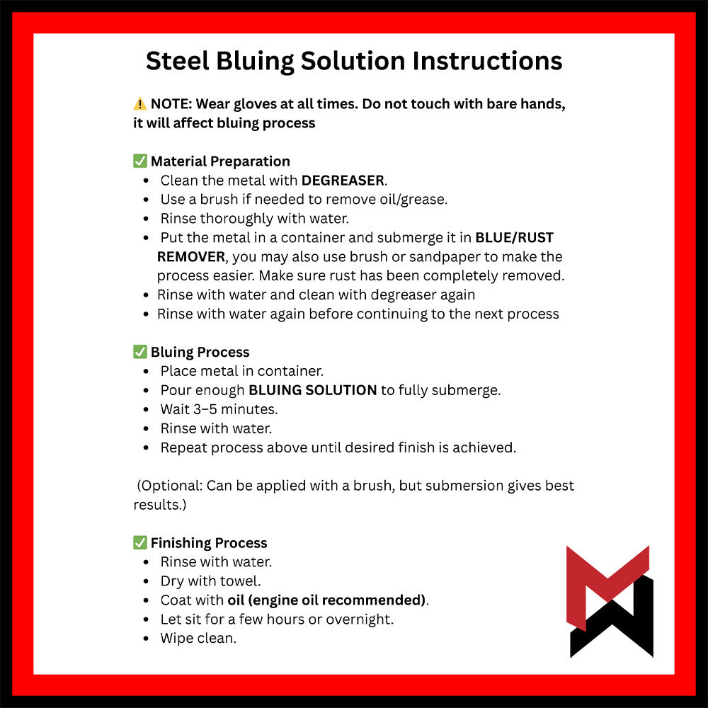 Steel Cold Bluing Blue Darkening Solution