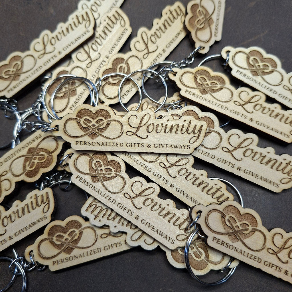 Custom Engraved or UV Printed Keychain Plastic or Wood for Giveaways, Gifts- Key chain, Keychain