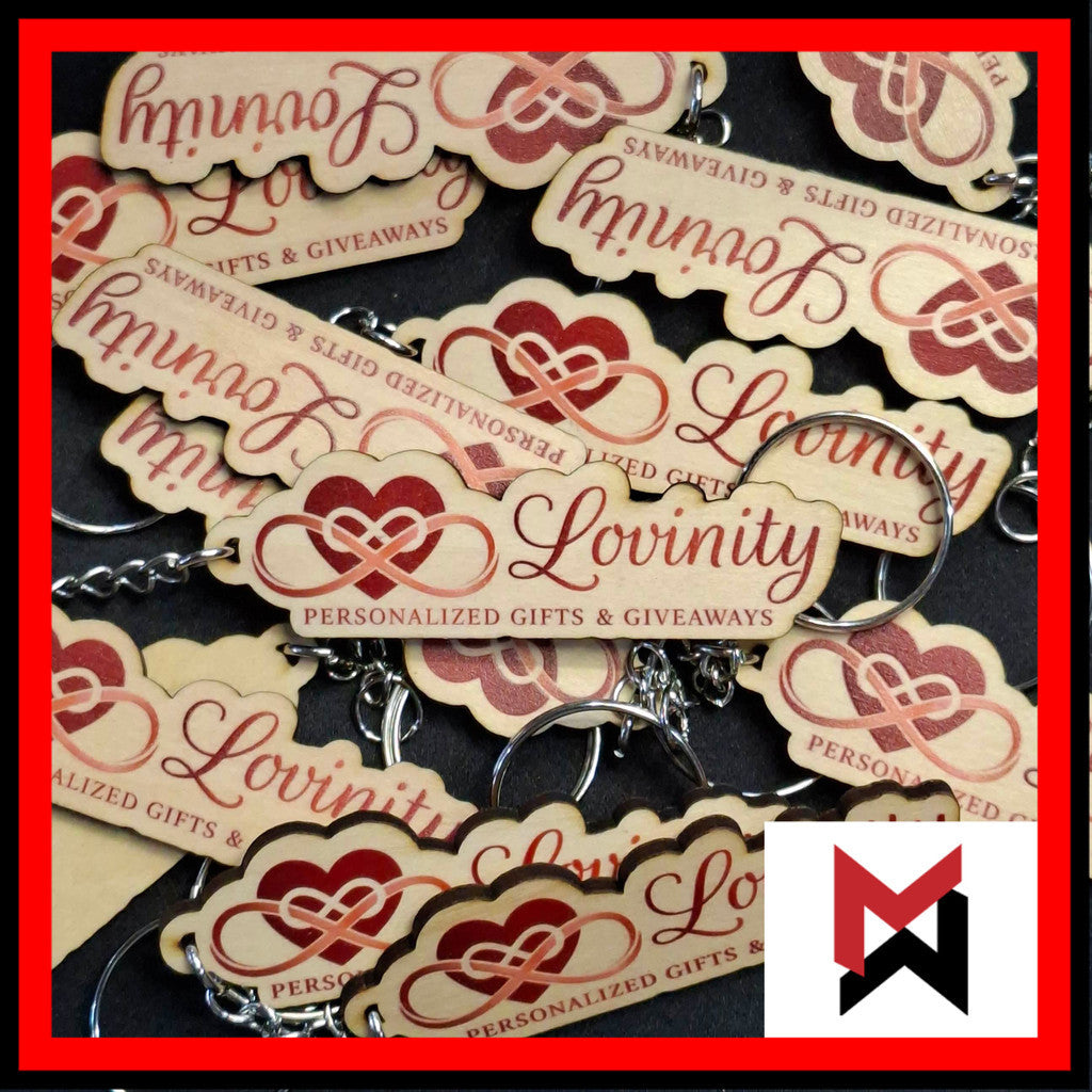 Custom Engraved or UV Printed Keychain Plastic or Wood for Giveaways, Gifts- Key chain, Keychain