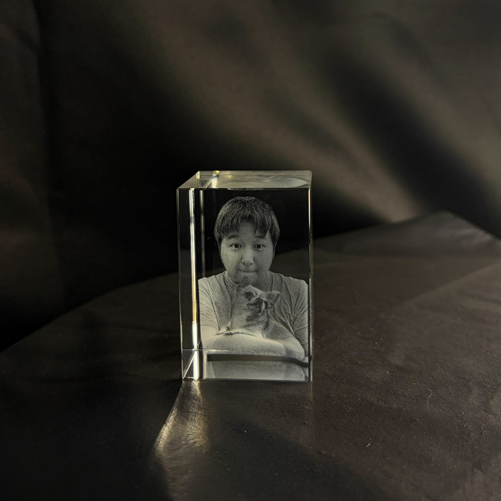 3D Crystal Photo Engraving w/ USB LED Light Base- Personalized Gift on Glass Crystal